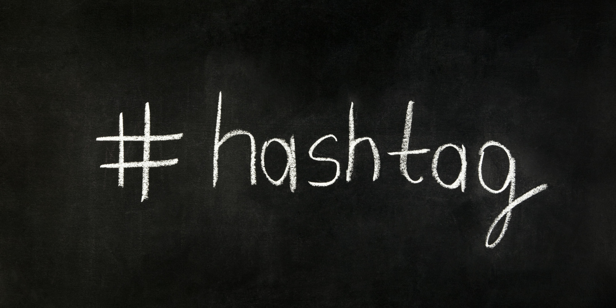 Hashtag on chalkboard